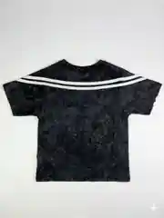 İncili Tekstil Erkek Çocuk Vintage Görünümlü Siyah T-shirt - Retro Şerit Detaylı Grafik Baskılı Üst 2