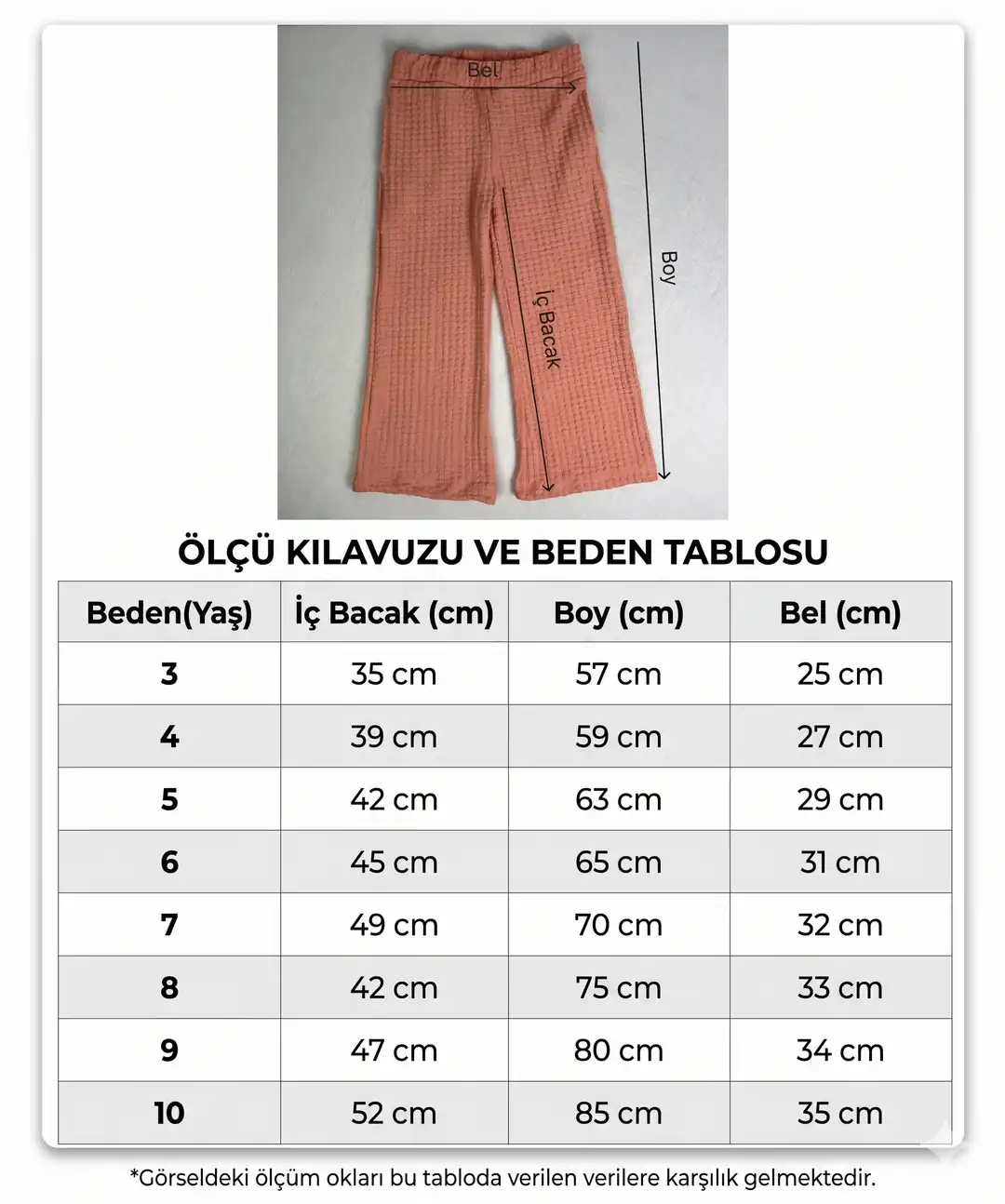 İncili Tekstil Kız Çocuk Lila Geniş Paça Bubble Dokulu Cepli Pantolon - Rahat Kesim Tek Alt 5