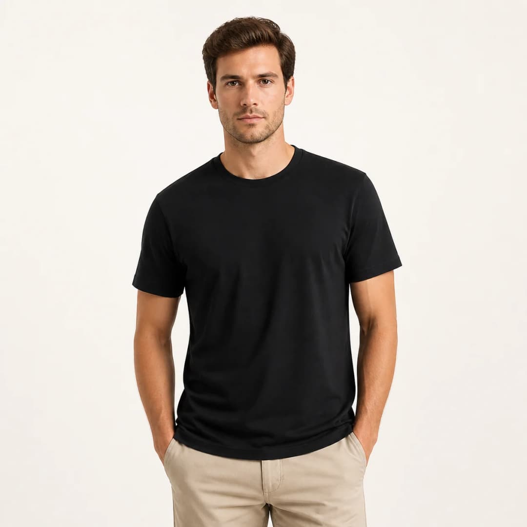 İncili Tekstil Luxe Soft Penye Erkek Basic Tişört - Siyah