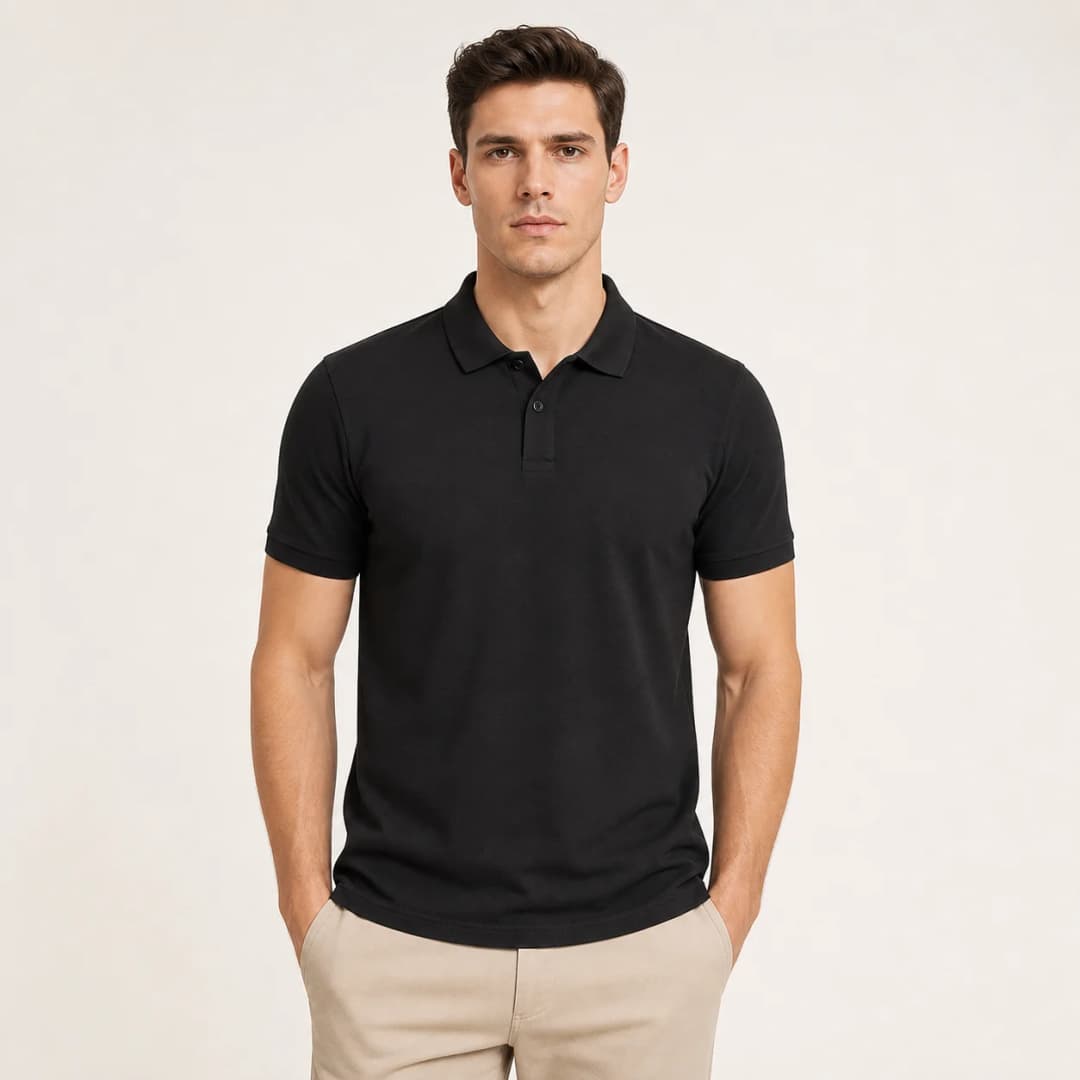 İncili Tekstil Premium Polo Yaka Erkek Tişört - Siyah 1