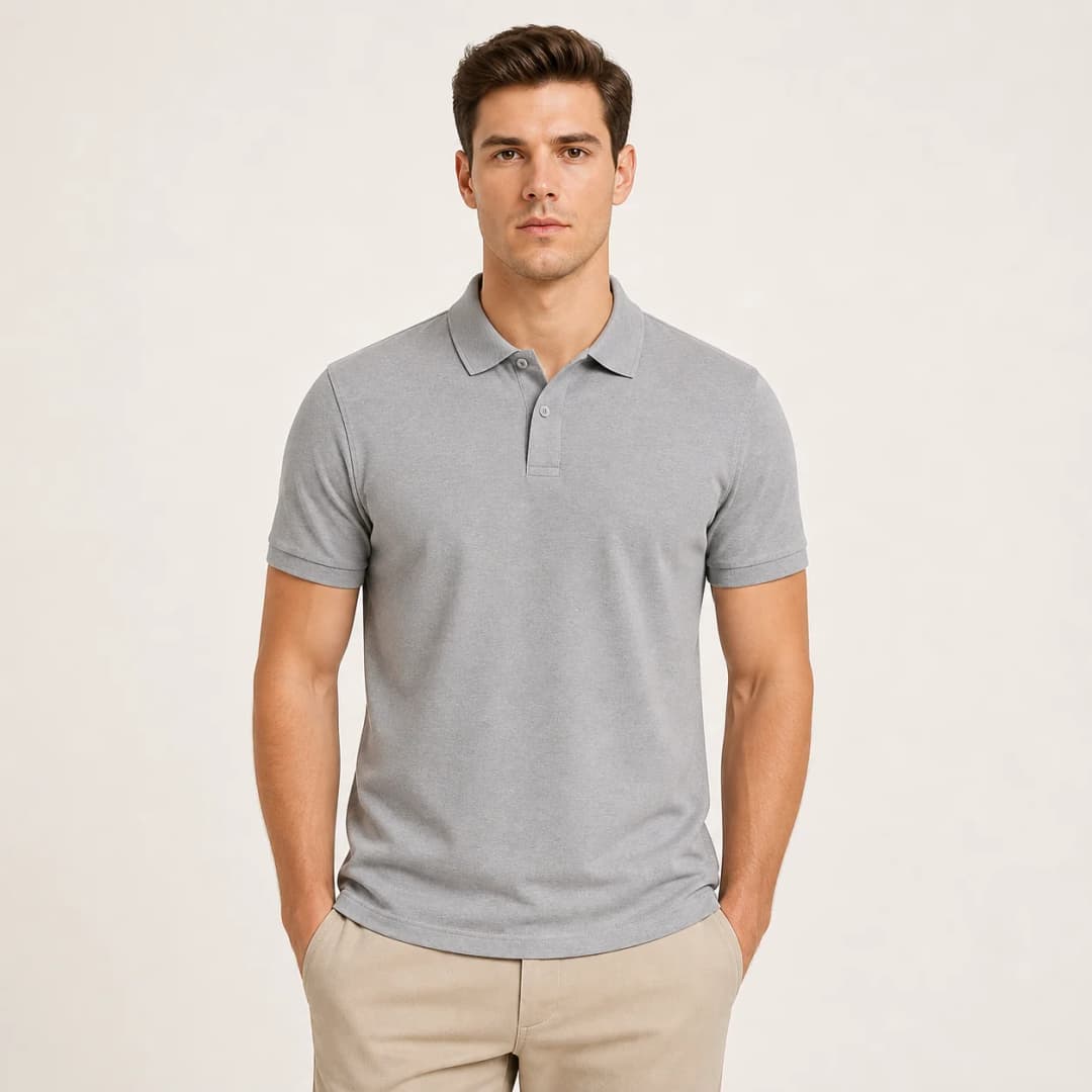 İncili Tekstil Premium Polo Yaka Erkek Tişört - Gri