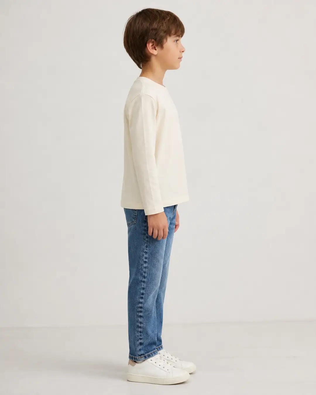 Krem Unisex Çocuk Basic Uzun Kollu Tişört - Yeni Dönem Stili (Erkek Çocuk) 3