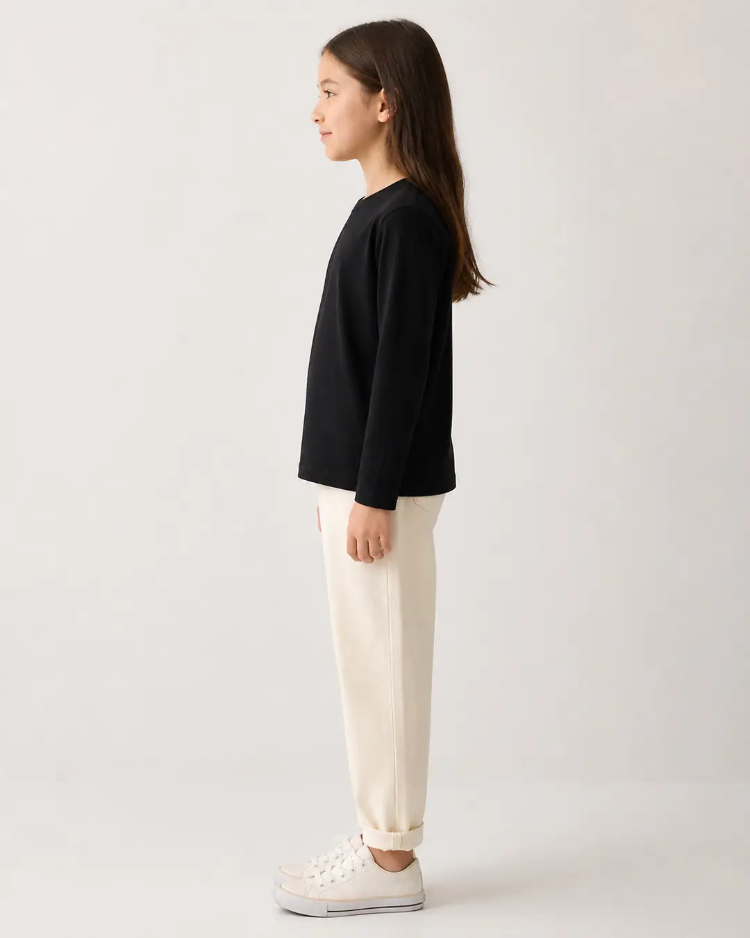 Siyah Unisex Çocuk Basic Uzun Kollu Tişört - Günlük Okul Giyimi (Kız Çocuk) 3