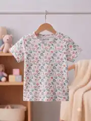 İncili Tekstil Kız Çocuk Beyaz Renk Deniz Kabuğu Desenli Pamuklu Tişört 2