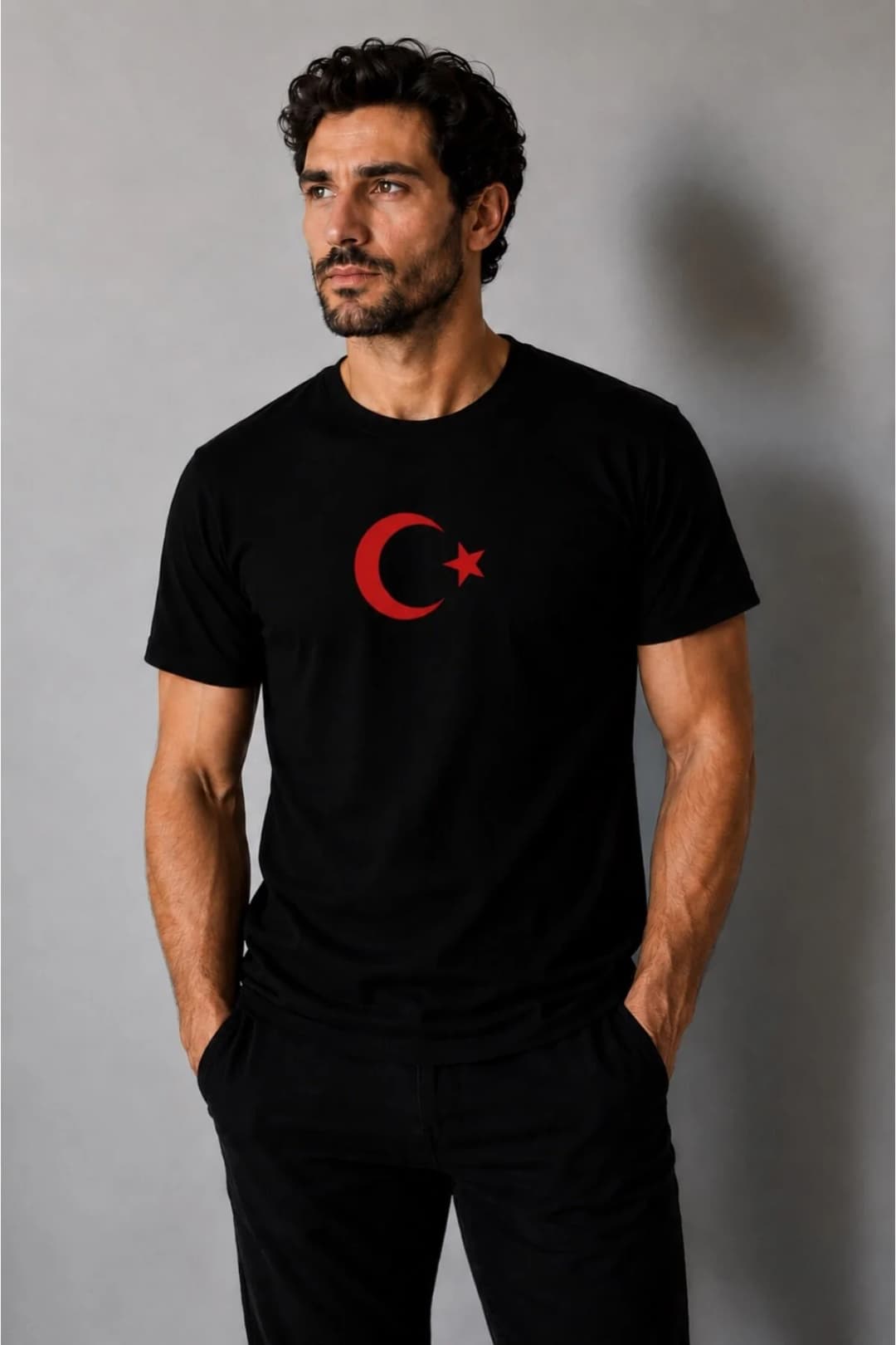 İncili Tekstil Türkiye Temalı Dünya Kupası Baskılı Slim Fit Erkek Tişört %100 Pamuklu Penye Dijital Baskı - Siyah Baskı 5 1