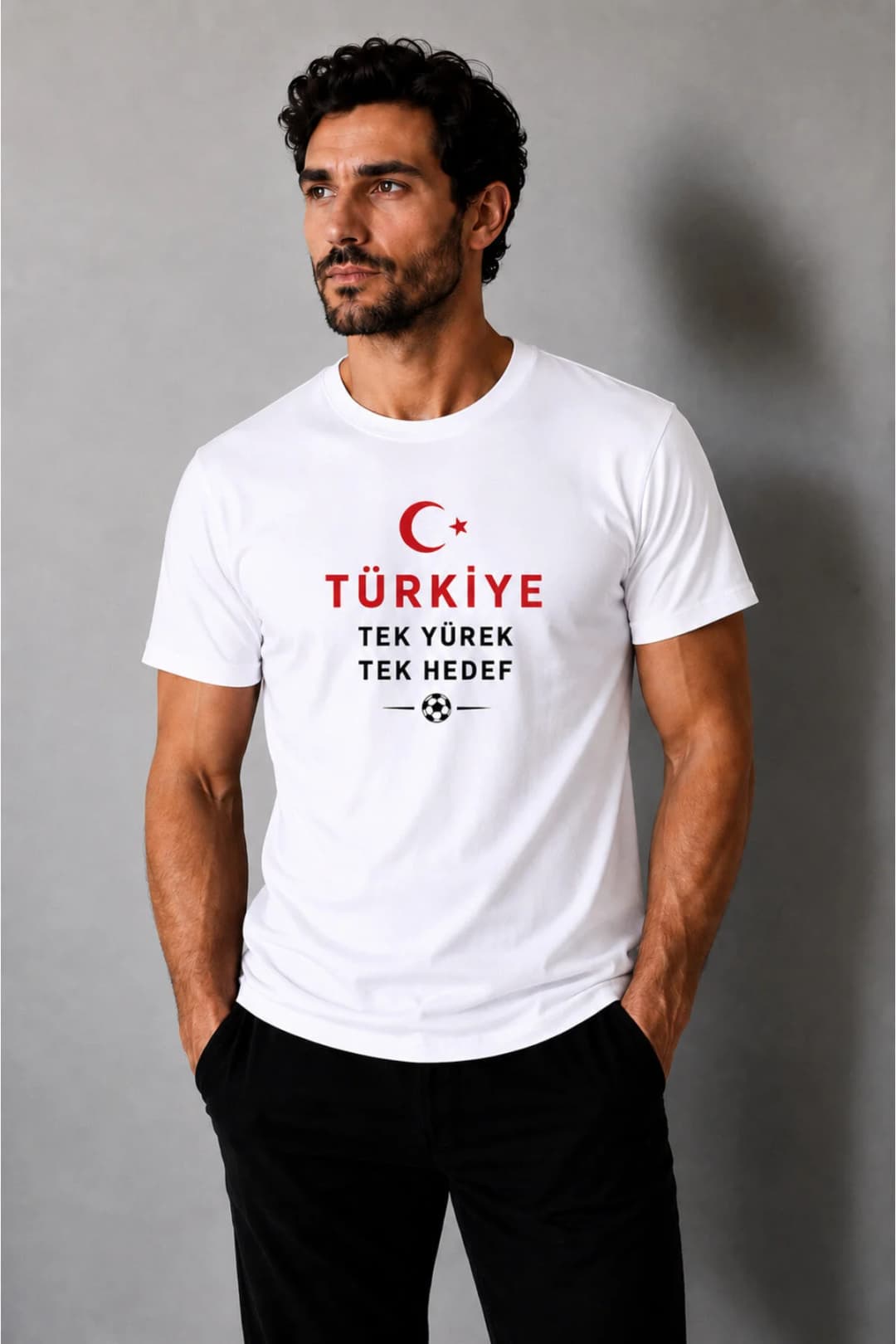 İncili Tekstil Türkiye Temalı Dünya Kupası Baskılı Slim Fit Erkek Tişört %100 Pamuklu Penye Dijital Baskı - Beyaz Baskı 5