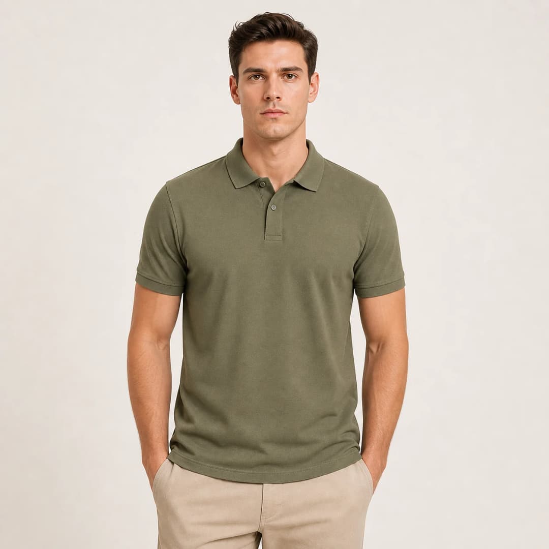 İncili Tekstil Premium Polo Yaka Erkek Tişört - Haki