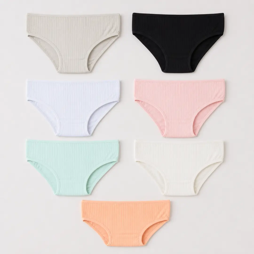 Kız Çocuk Pamuklu Fitilli (Kaşkorse) 7'li Slip Külot Seti 2
