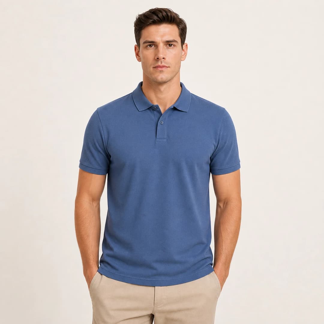 İncili Tekstil Premium Polo Yaka Erkek Tişört - Indigo