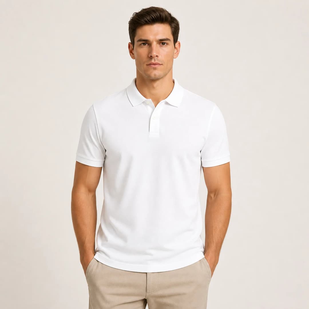 İncili Tekstil Premium Polo Yaka Erkek Tişört - Beyaz