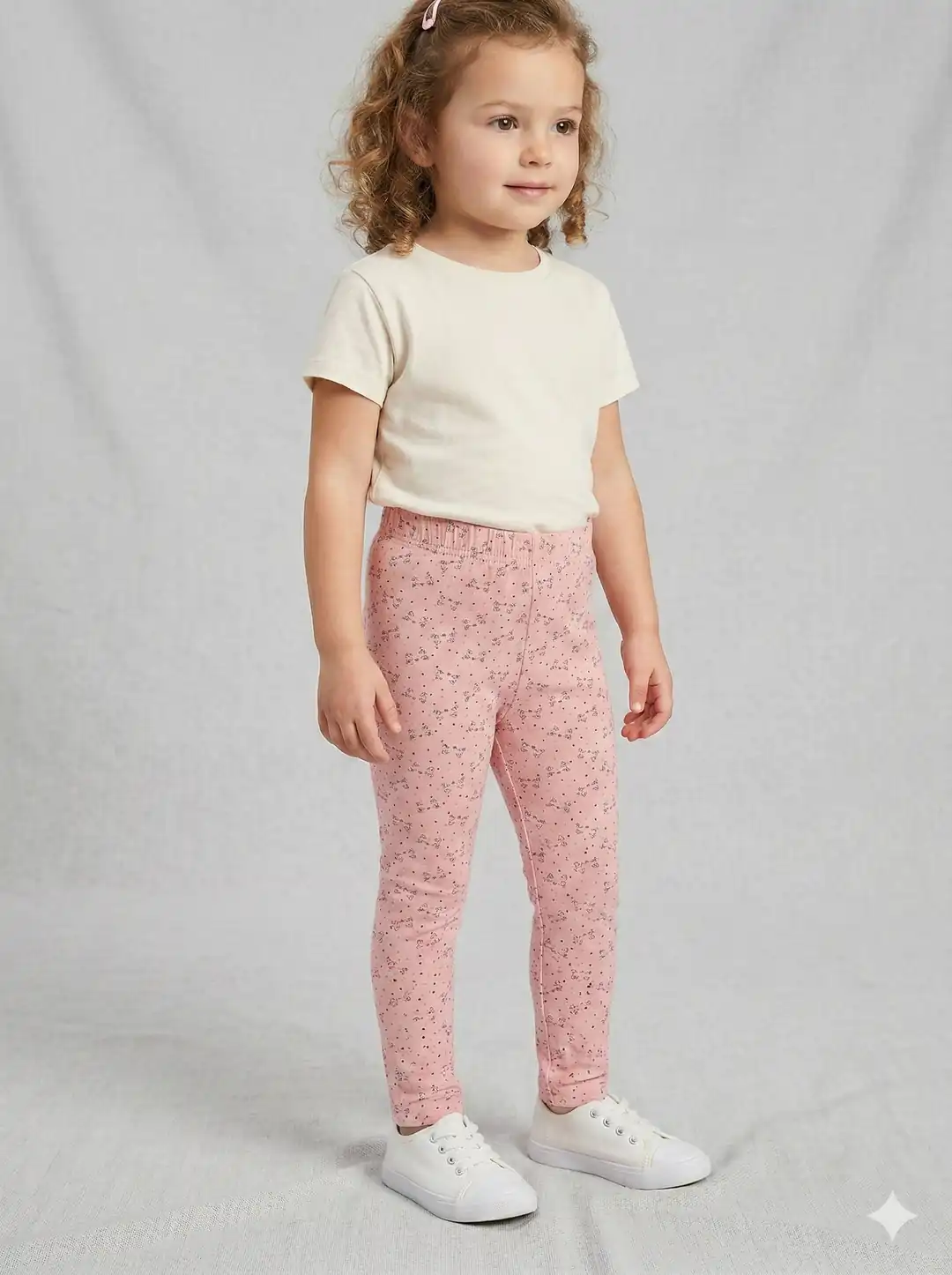 Pembe Kedi Desenli Pamuklu Kız Çocuk Tayt 1