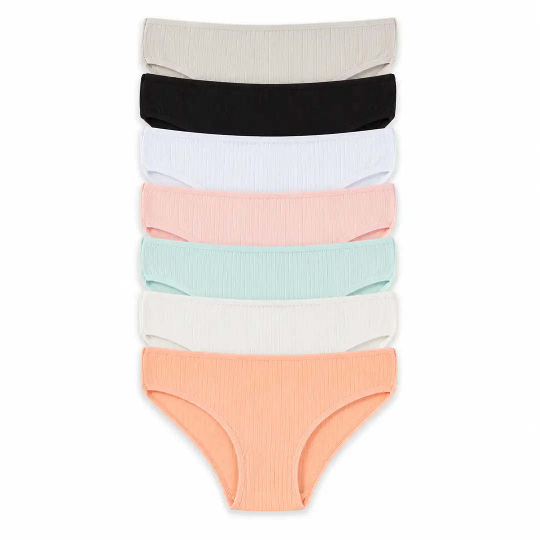 Kız Çocuk Pamuklu Fitilli (Kaşkorse) 7'li Slip Külot Seti 4