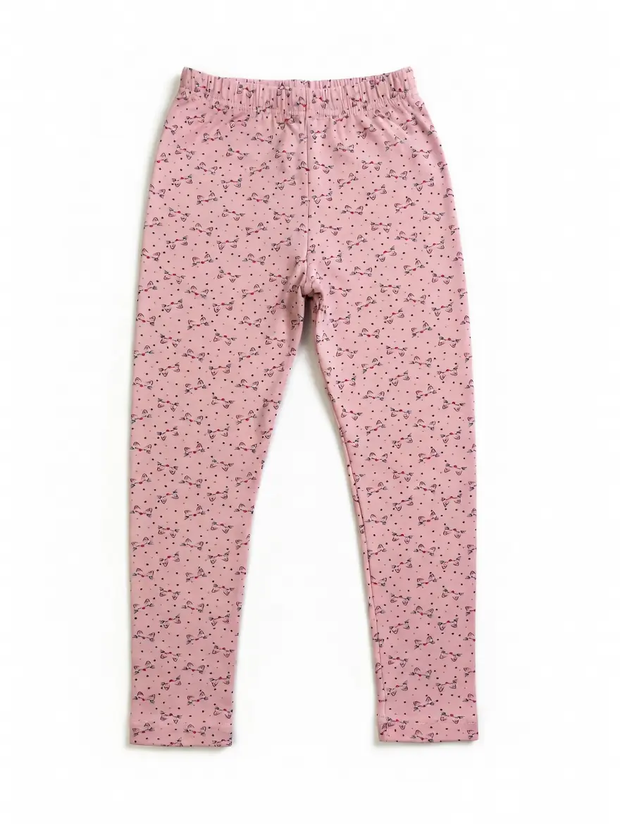 Pembe Kedi Desenli Pamuklu Kız Çocuk Tayt 2
