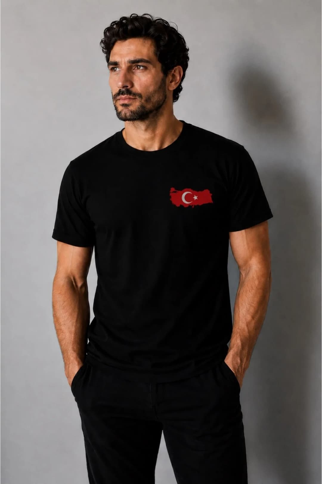 İncili Tekstil Türkiye Temalı Dünya Kupası Baskılı Slim Fit Erkek Tişört %100 Pamuklu Penye Dijital Baskı - Siyah Baskı 6 1
