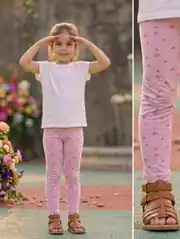 İncili Tekstil Kız Çocuk Pembe Renk Kalp Desenli Pamuklu Tayt 1