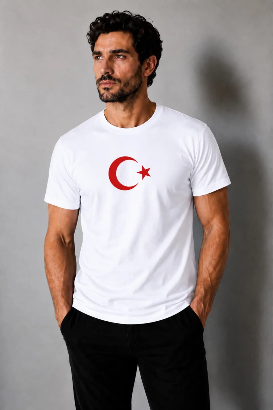 İncili Tekstil Türkiye Temalı Dünya Kupası Baskılı Slim Fit Erkek Tişört %100 Pamuklu Penye Dijital Baskı - Beyaz Baskı 1 1