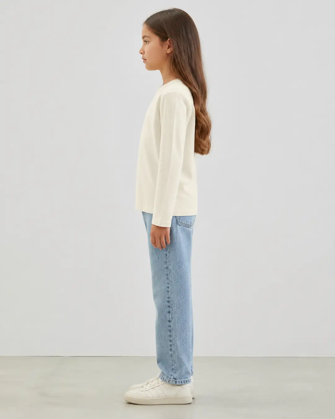 Krem Unisex Çocuk Basic Uzun Kollu Tişört - Yeni Dönem Stili (Kız Çocuk) 3
