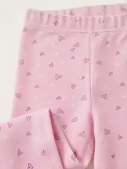 İncili Tekstil Kız Çocuk Pembe Renk Kalp Desenli Pamuklu Tayt 3