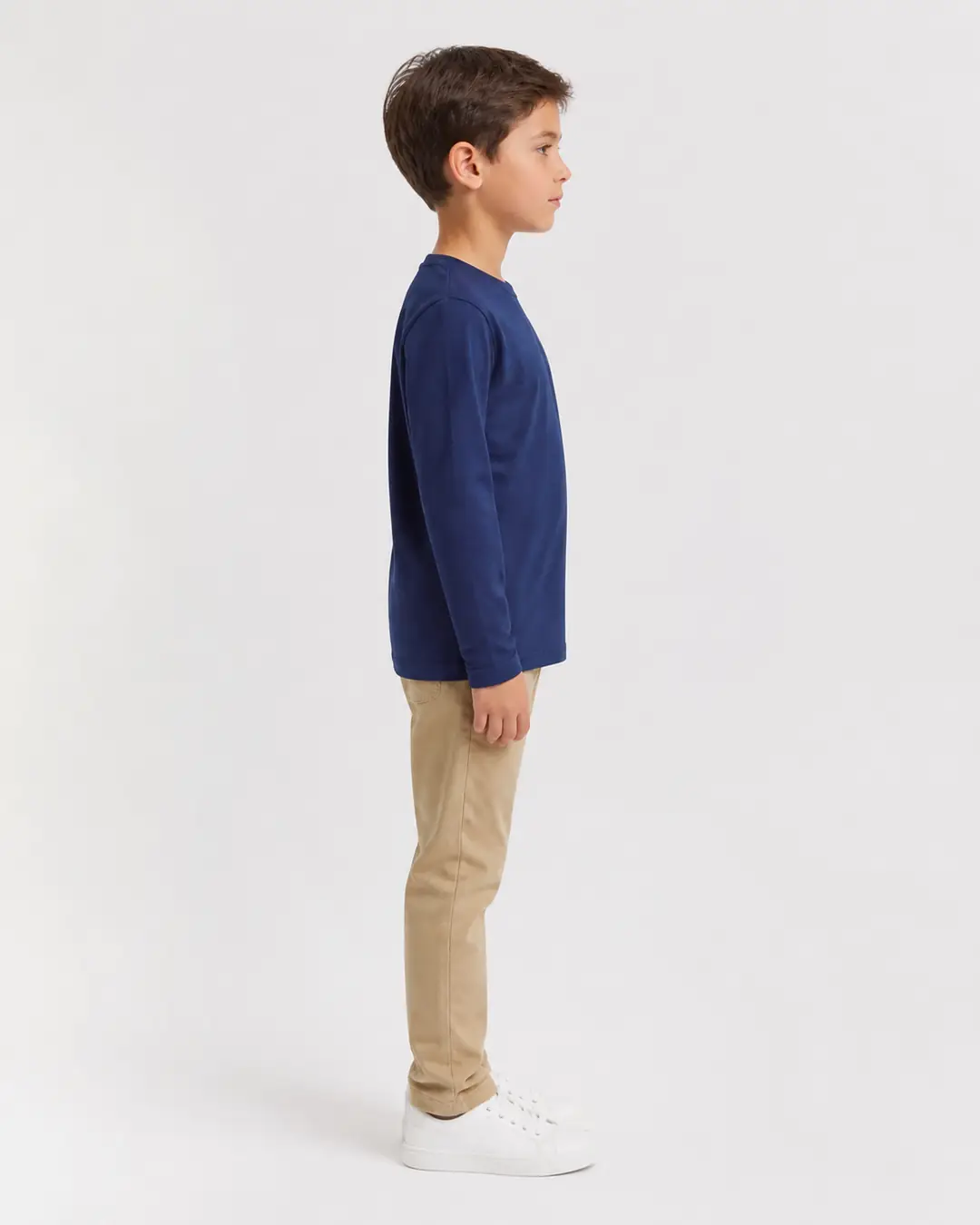 İndigo Unisex Çocuk Bisiklet Yaka Uzun Kollu Tişört - Okul Stili (Erkek Çocuk) 3