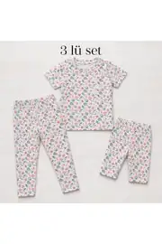 Kız Çocuk Tişört-Kapri-Tayt 3'lü Set 1