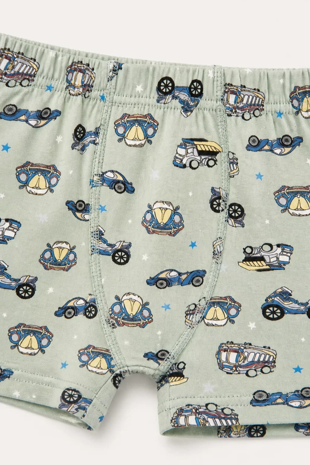 Erkek Çocuk Mint Araçlar Desenli Pamuklu Boxer 3