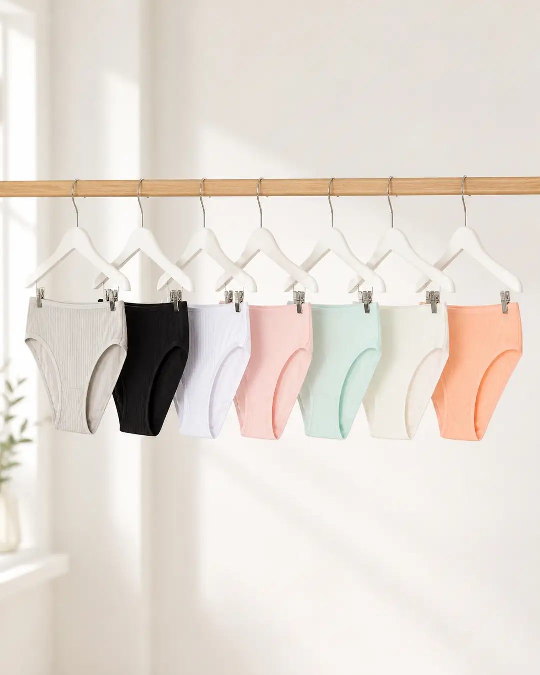Kız Çocuk Pamuklu Fitilli (Kaşkorse) 7'li Slip Külot Seti 5