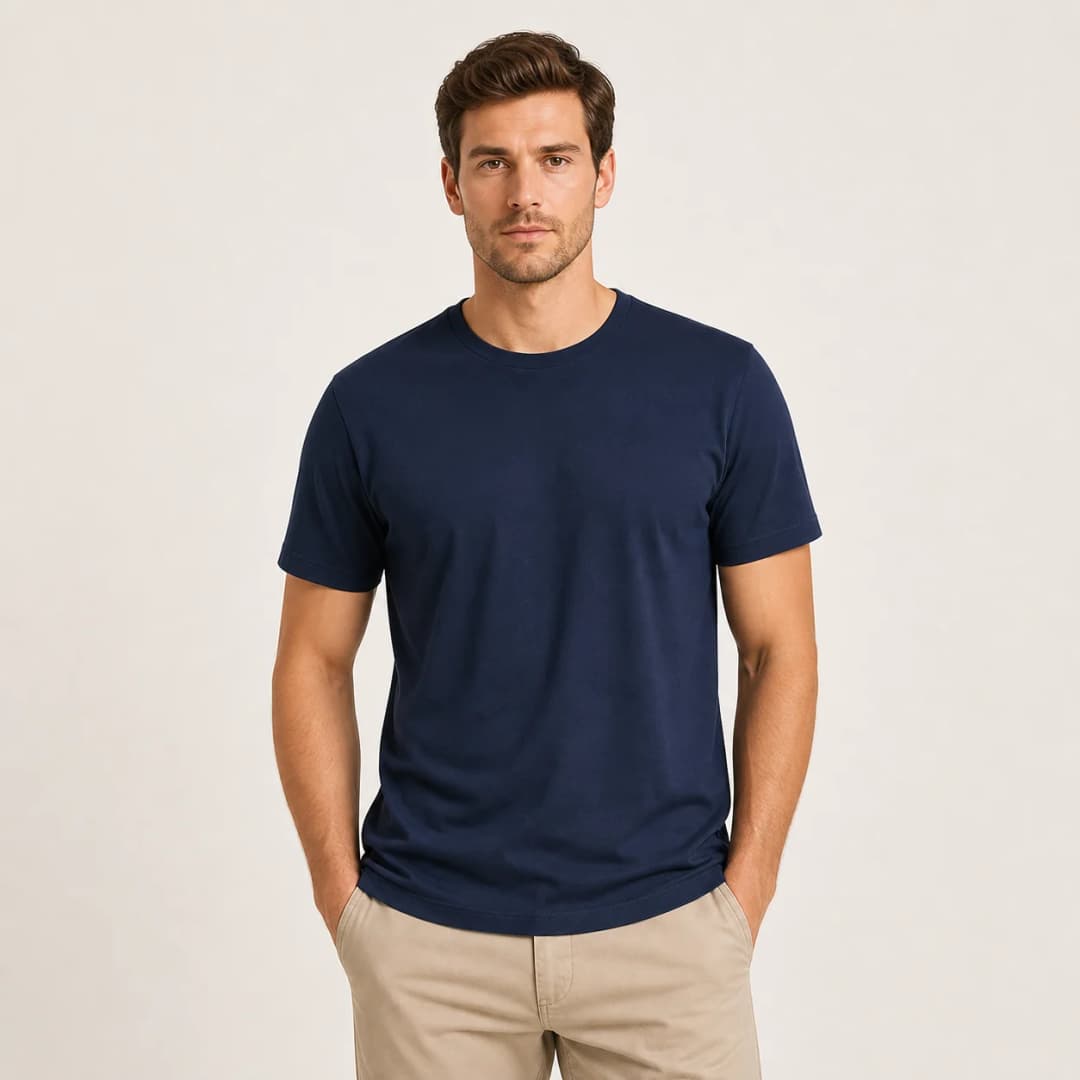 İncili Tekstil Luxe Soft Penye Erkek Basic Tişört - Lacivert