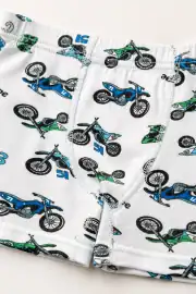 Erkek Çocuk Beyaz Motokros Desenli Pamuklu Boxer 3
