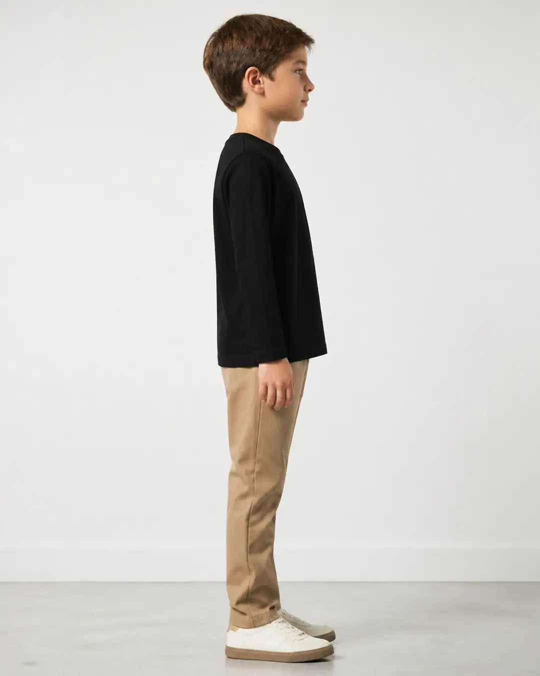 Siyah Unisex Çocuk Basic Uzun Kollu Tişört - Günlük Okul Giyimi (Erkek Çocuk) 3