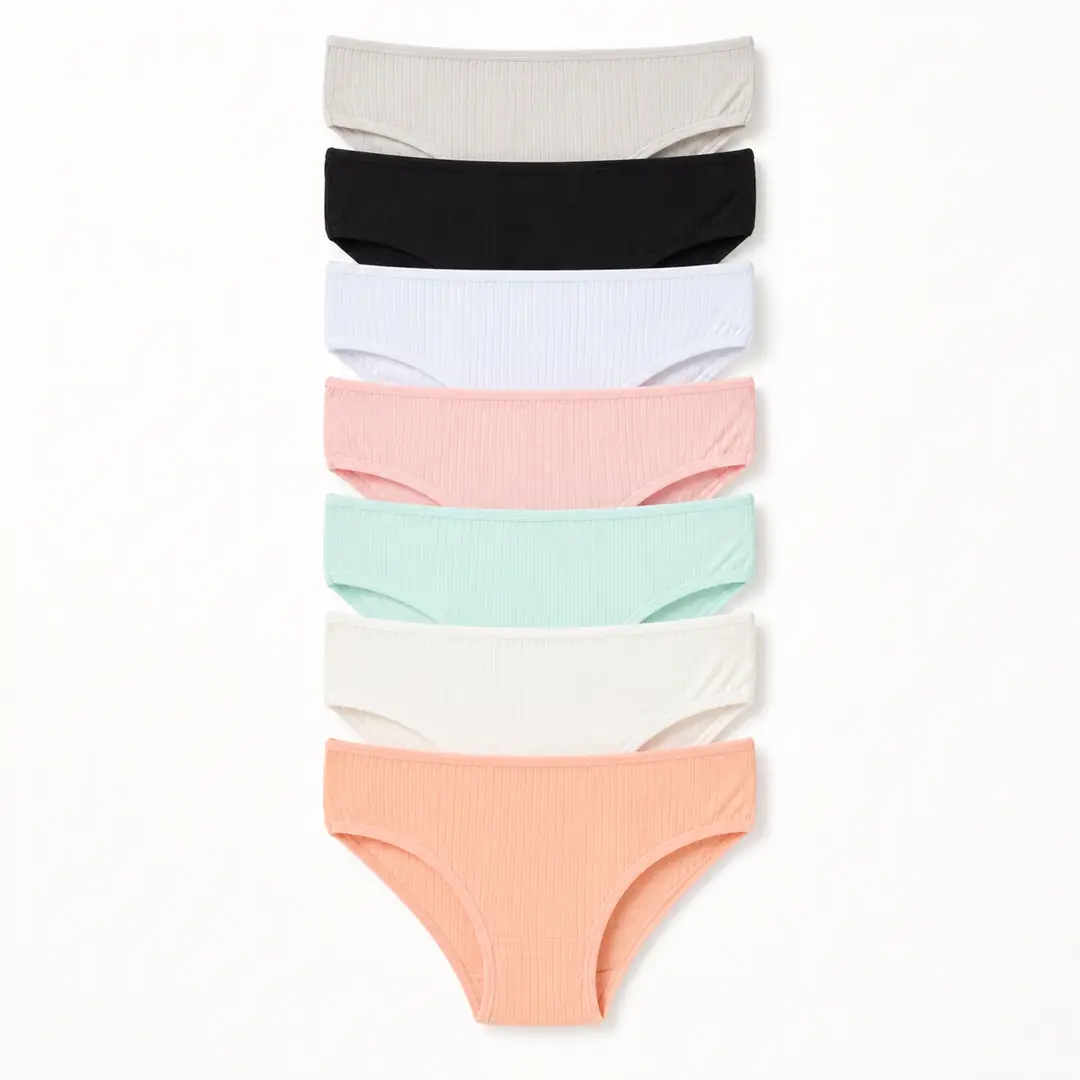 Kız Çocuk Pamuklu Fitilli (Kaşkorse) 7'li Slip Külot Seti