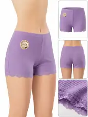 İncili Tekstil Kadın 3'lü Dantel Paçalı Fitilli Boxer Şort Seti - Siyah, Gri, Lila 4