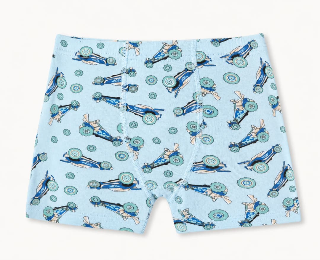 Erkek Çocuk Açık Mavi Uçaklar Desenli Pamuklu Boxer 4