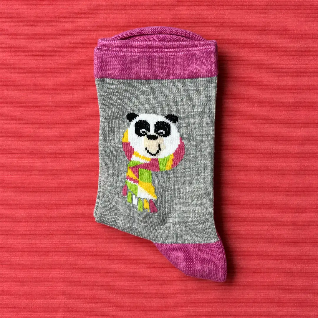 4'lü Set - Neşeli Panda Desenli Dikişsiz Çocuk Çorabı | Soft Yıkama Eğlenceli ve Yumuşak Dokulu Çorap 4