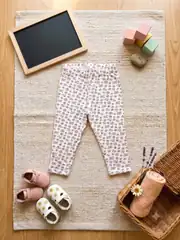 İncili Tekstil Kız Çocuk Beyaz Renk Çiçek Desenli Pamuklu Kapri 2