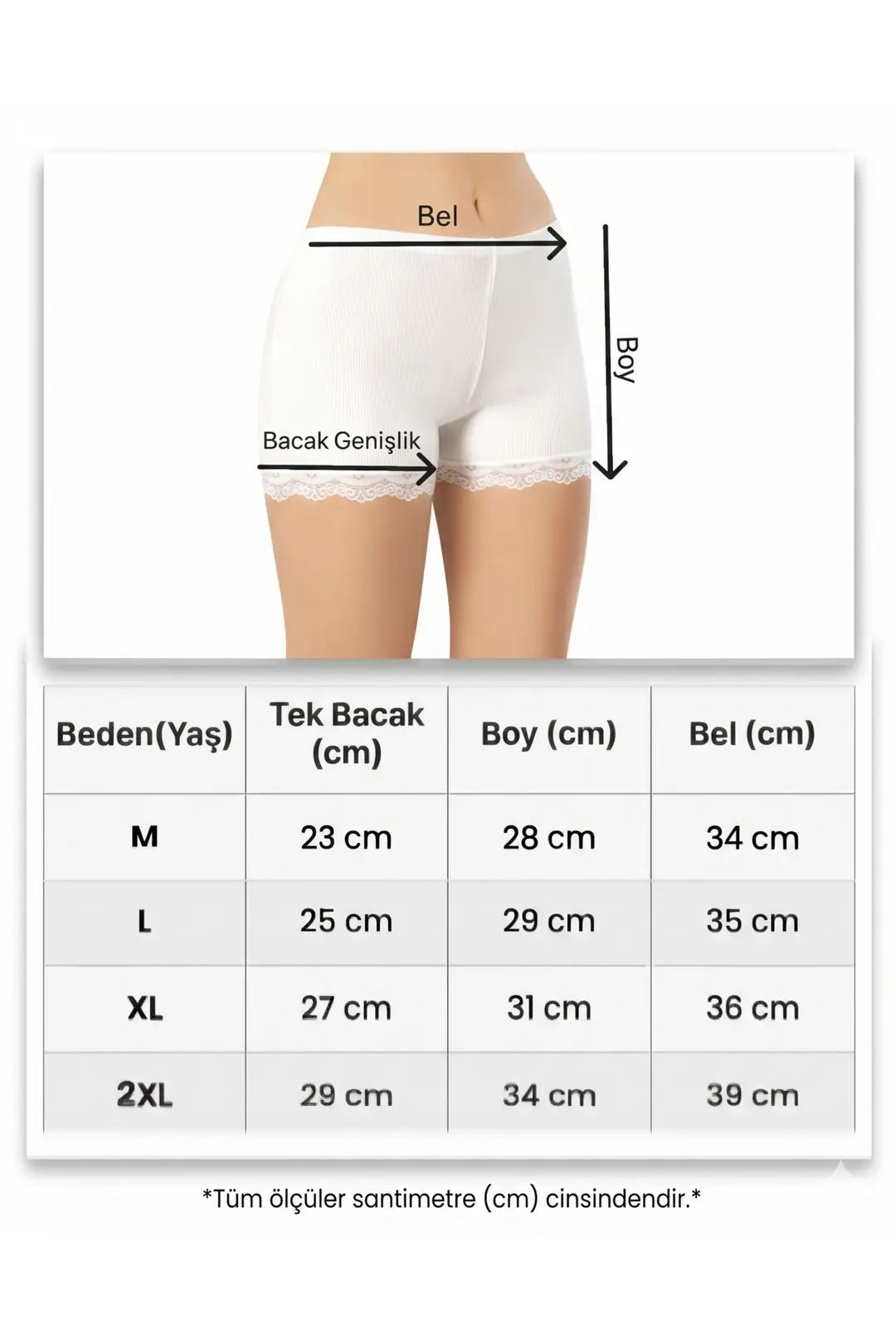 Kadın 3'lü Dantel Paçalı Fitilli Boxer Şort - Pamuklu Esnek Ribana Boxer (Çağla, Pudra, Ten) XL 5