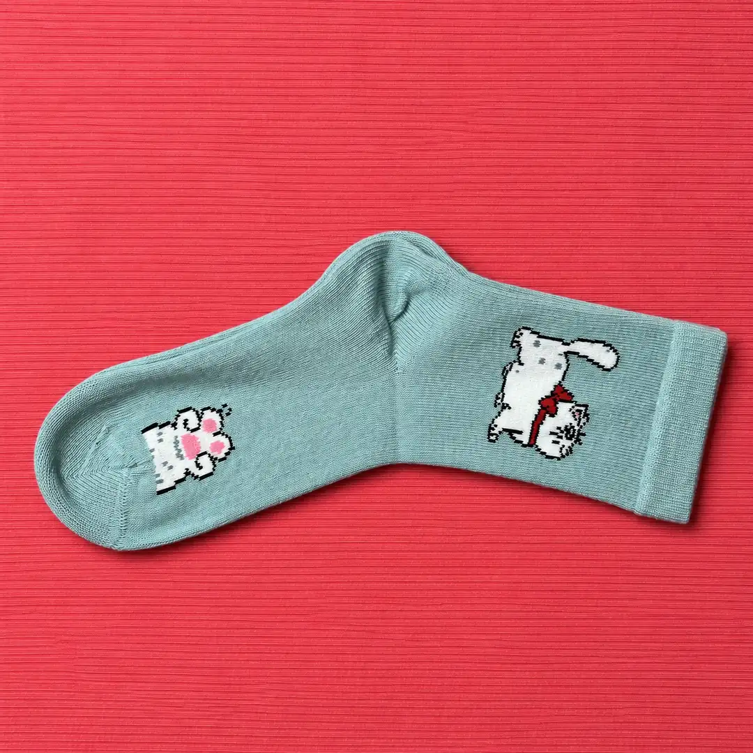 4'lü Set - Sevimli Kedi Desenli Dikişsiz Çocuk Çorabı | Soft Yıkama Yumuşak Dokulu Kız/Erkek Çorap 5