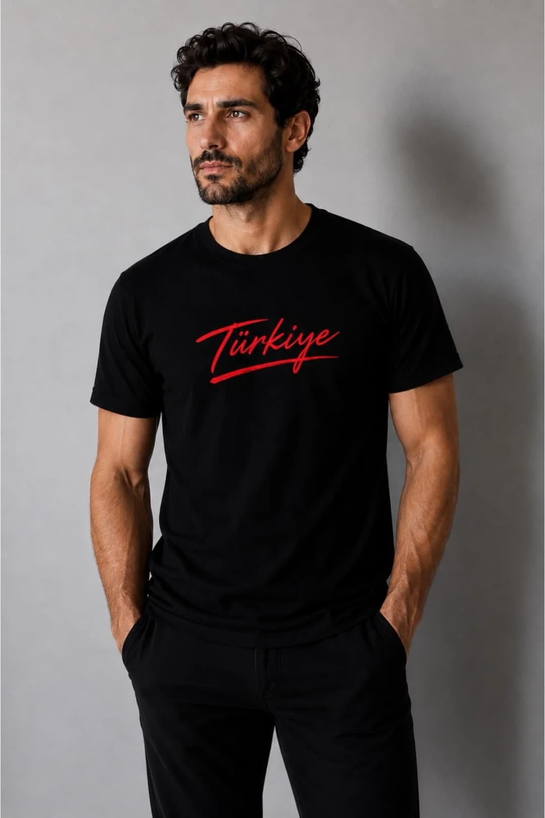 İncili Tekstil Türkiye Temalı Dünya Kupası Baskılı Slim Fit Erkek Tişört %100 Pamuklu Penye Dijital Baskı - Siyah Baskı 8 1