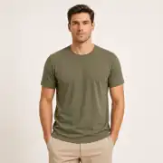 İncili Tekstil Luxe Soft Penye Erkek Basic Tişört - Haki 1