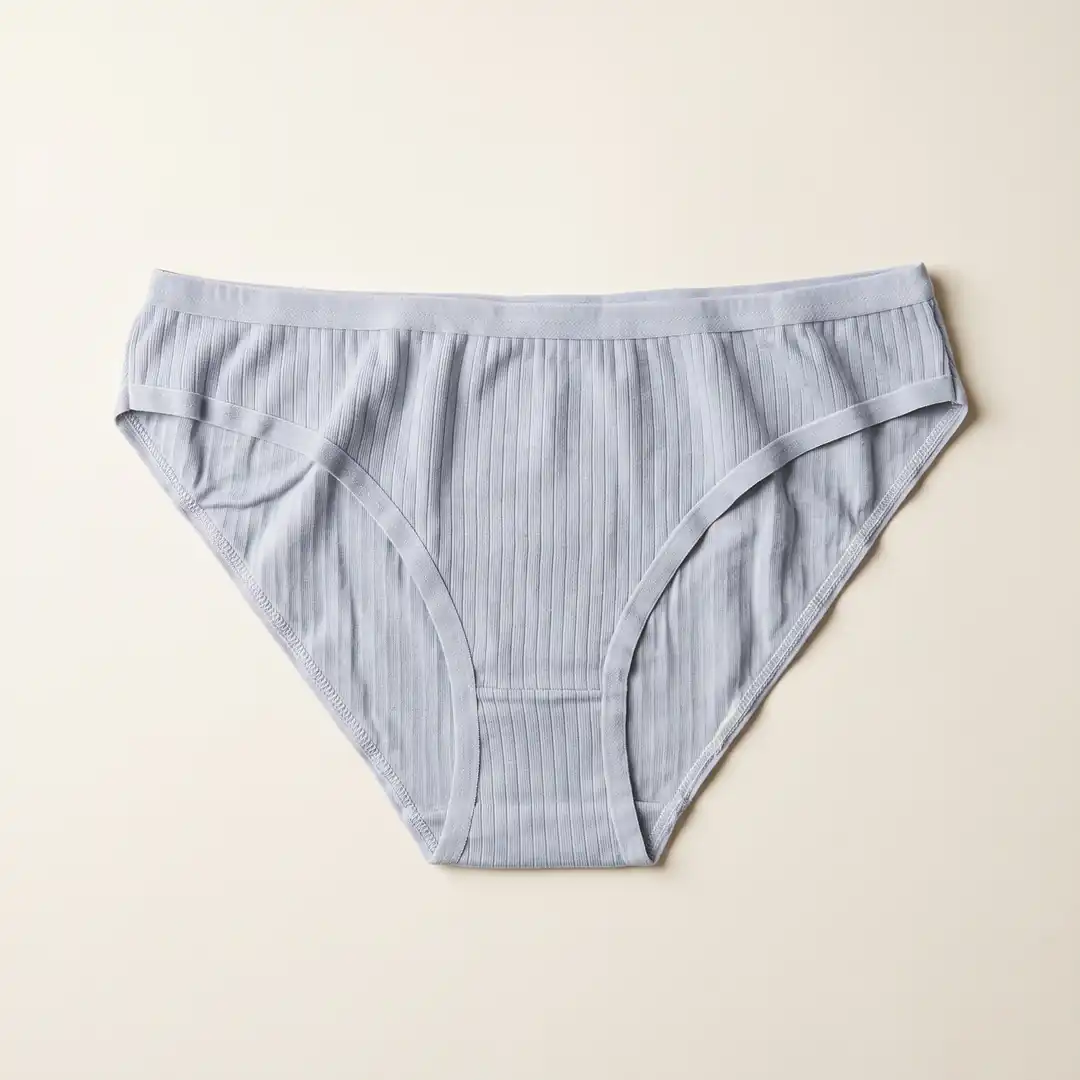 Kadın Açık Mavi Ribana (Fitilli) Pamuklu Esnek Bikini Külot 2
