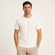 İncili Tekstil Luxe Soft Penye Erkek Basic Tişört - Ekru 1