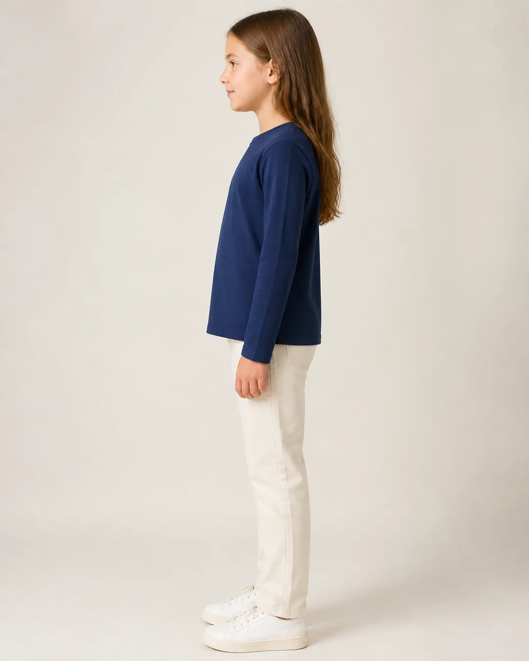 İndigo Unisex Çocuk Bisiklet Yaka Uzun Kollu Tişört - Okul Stili (Kız Çocuk) 3
