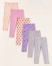 Kız Çocuk Karışık Desenli 6'lı Tayt Seti 2