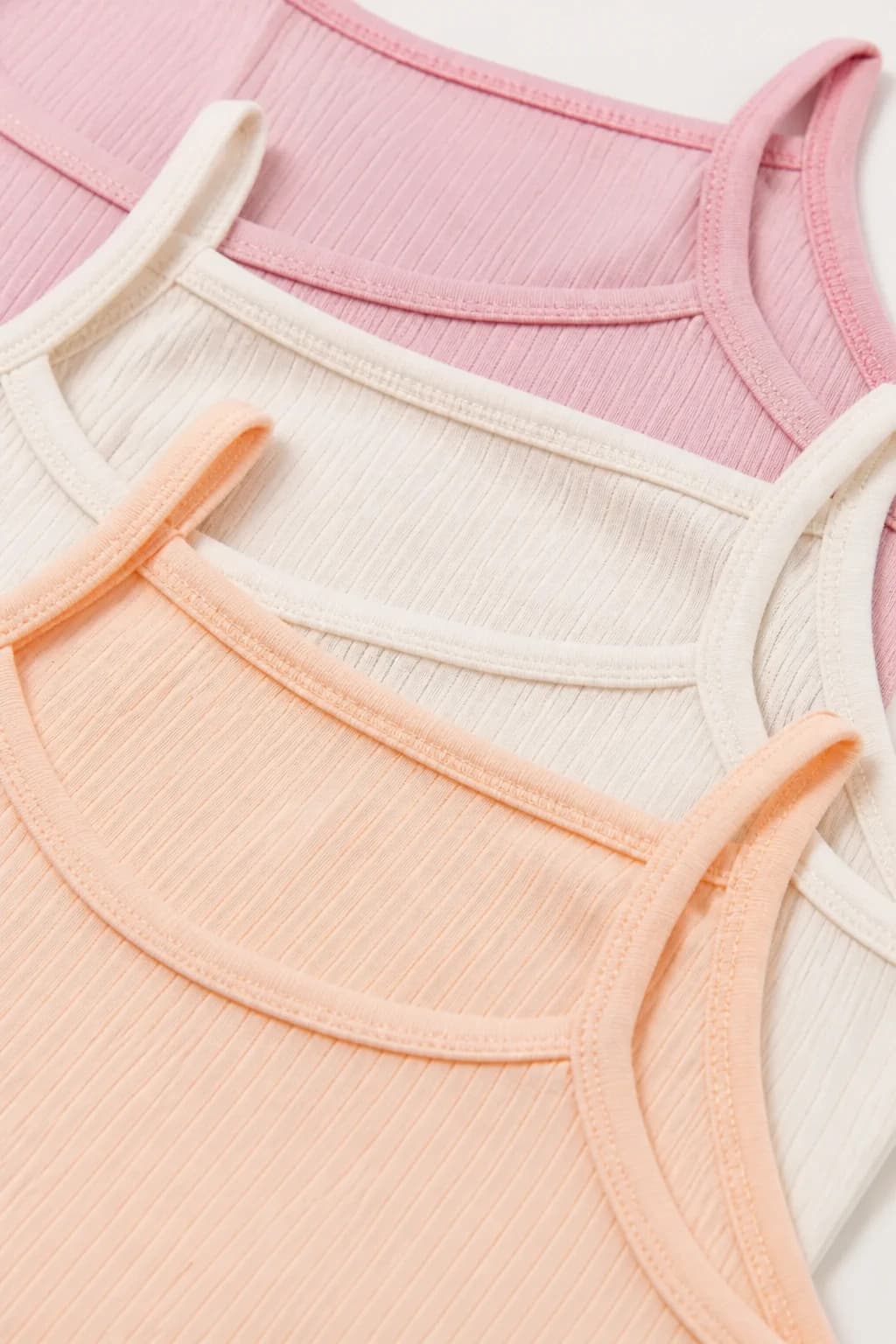 İncili Tekstil Kız Çocuk Fitilli Askılı Atlet 6’lı Set | Pembe-Şeftali-Ekru (Her Renkte 2 Adet) 3